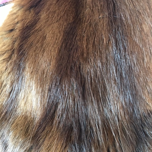 Fur stole genuine vintage glam bling evening prom Hollywood scarf brown stripe - Picture 6 of 11